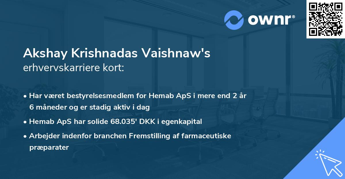 Akshay Krishnadas Vaishnaw's erhvervskarriere kort