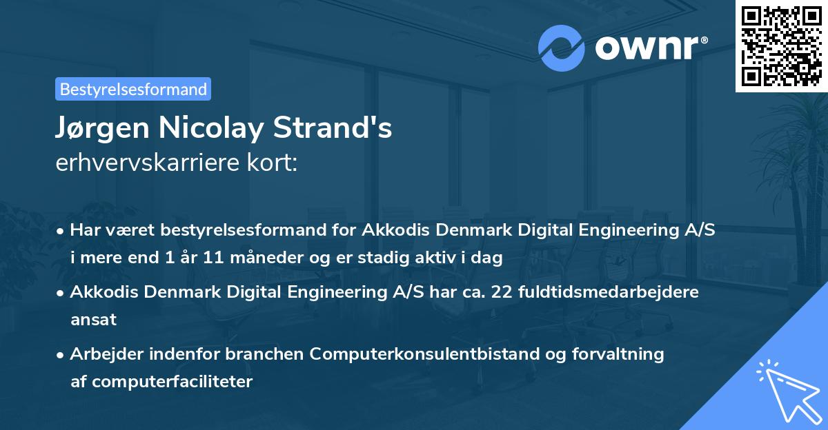 Jørgen Nicolay Strand's erhvervskarriere kort