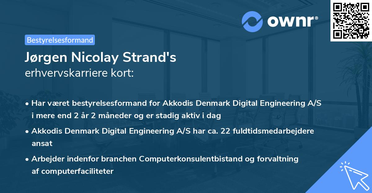 Jørgen Nicolay Strand's erhvervskarriere kort