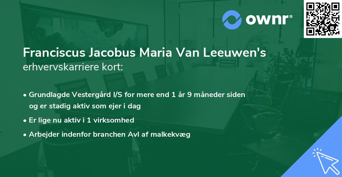 Franciscus Jacobus Maria Van Leeuwen's erhvervskarriere kort