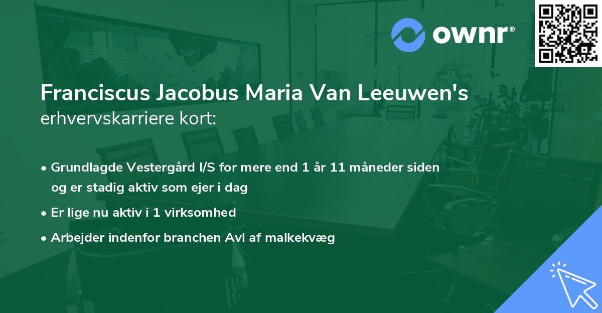 Franciscus Jacobus Maria Van Leeuwen's erhvervskarriere kort