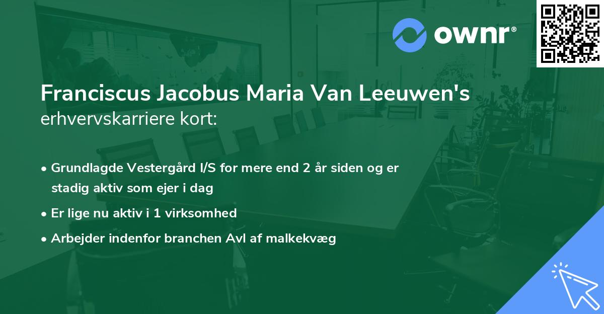 Franciscus Jacobus Maria Van Leeuwen's erhvervskarriere kort