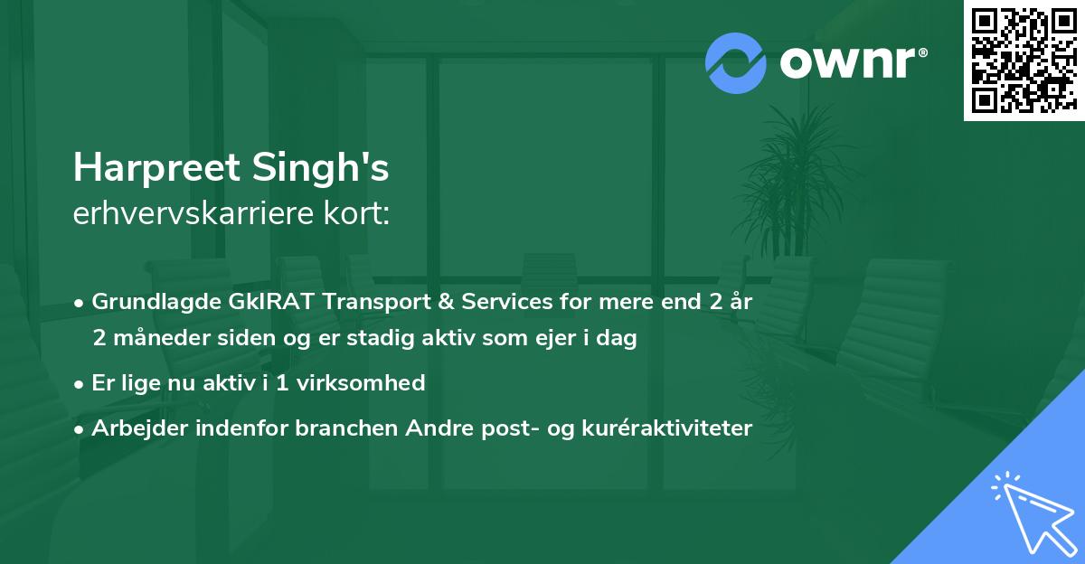Harpreet Singh's erhvervskarriere kort
