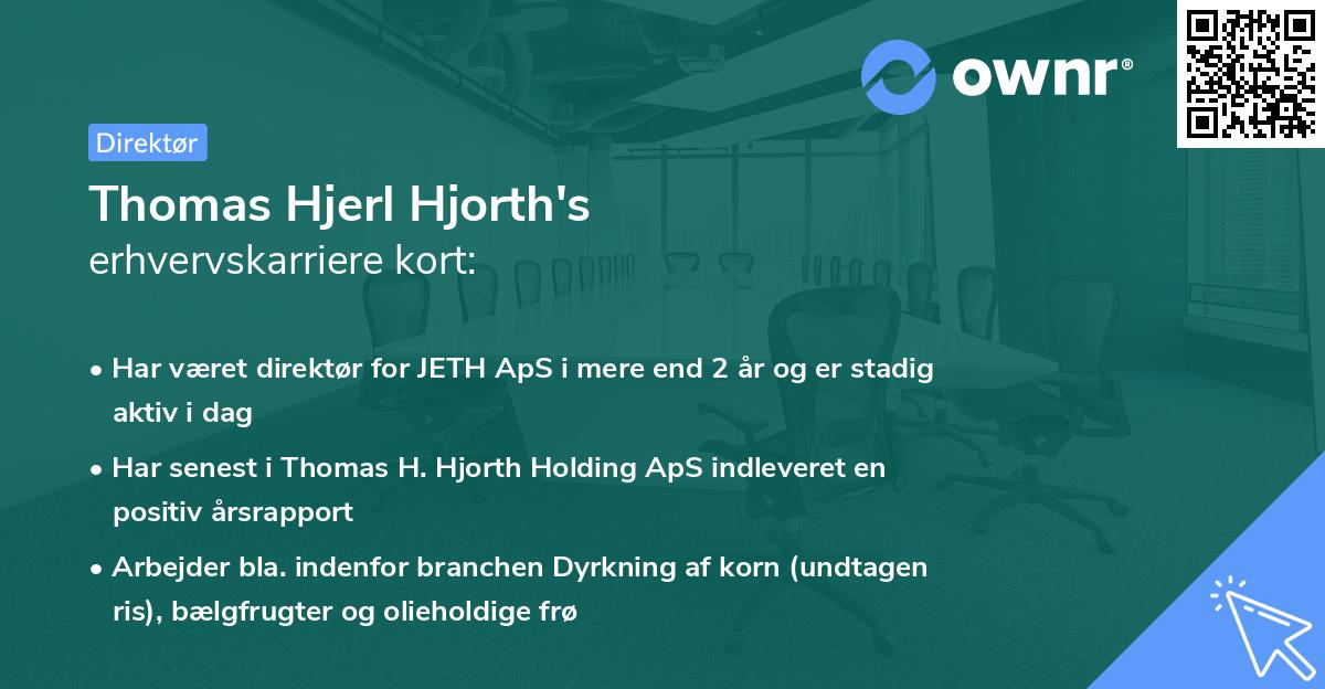 Thomas Hjerl Hjorth's erhvervskarriere kort
