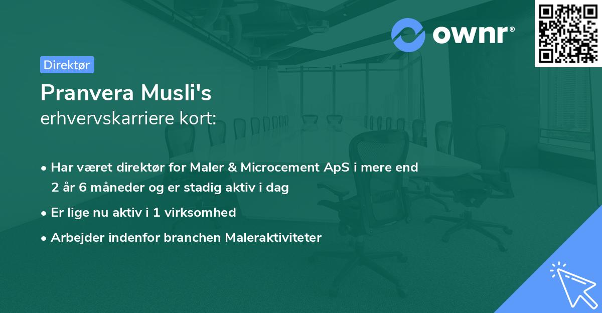 Pranvera Musli's erhvervskarriere kort