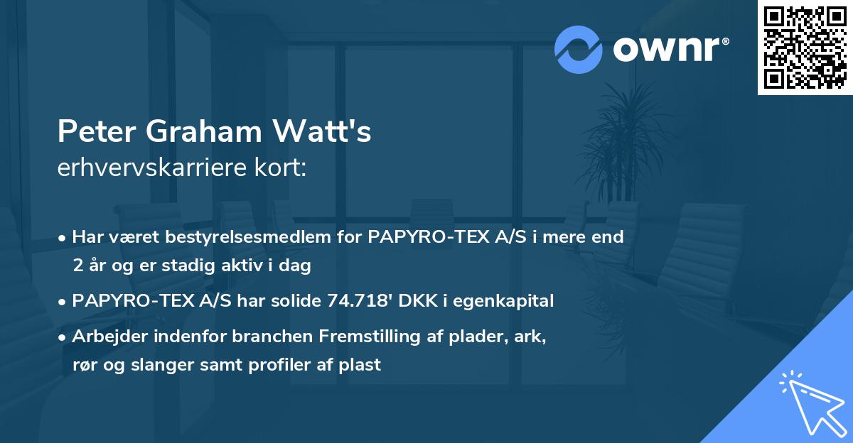 Peter Graham Watt's erhvervskarriere kort
