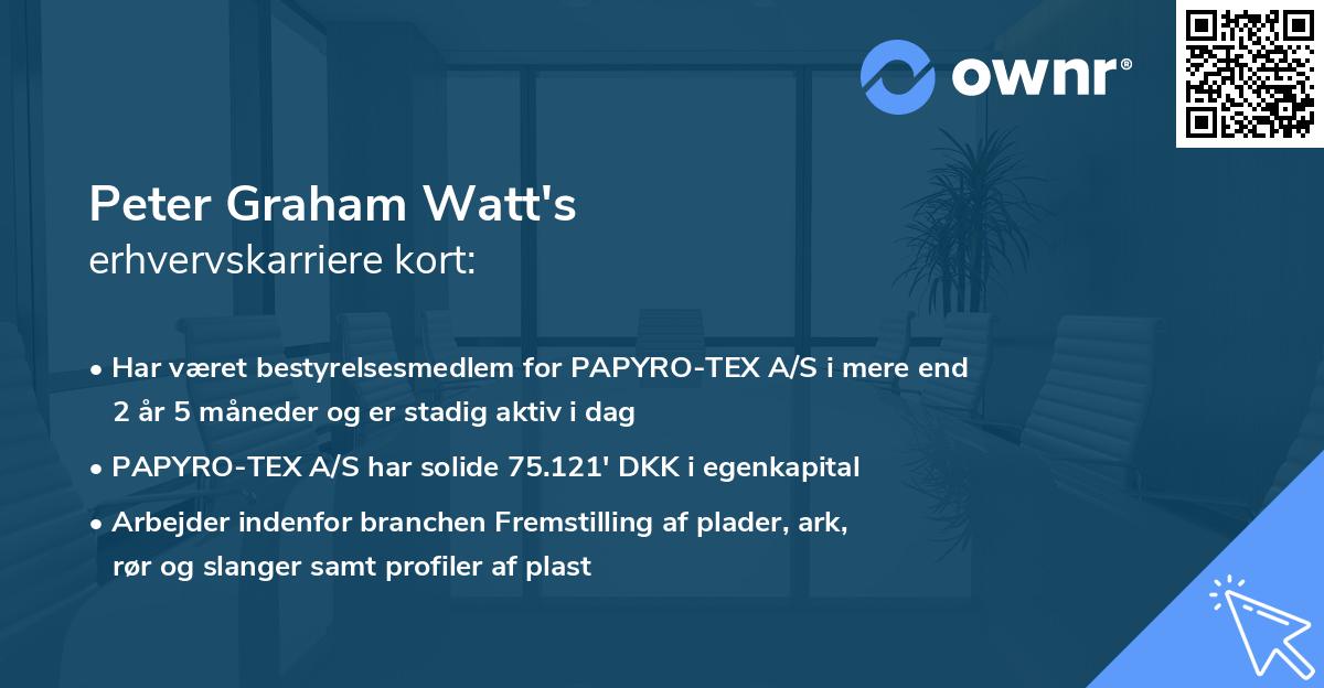 Peter Graham Watt's erhvervskarriere kort