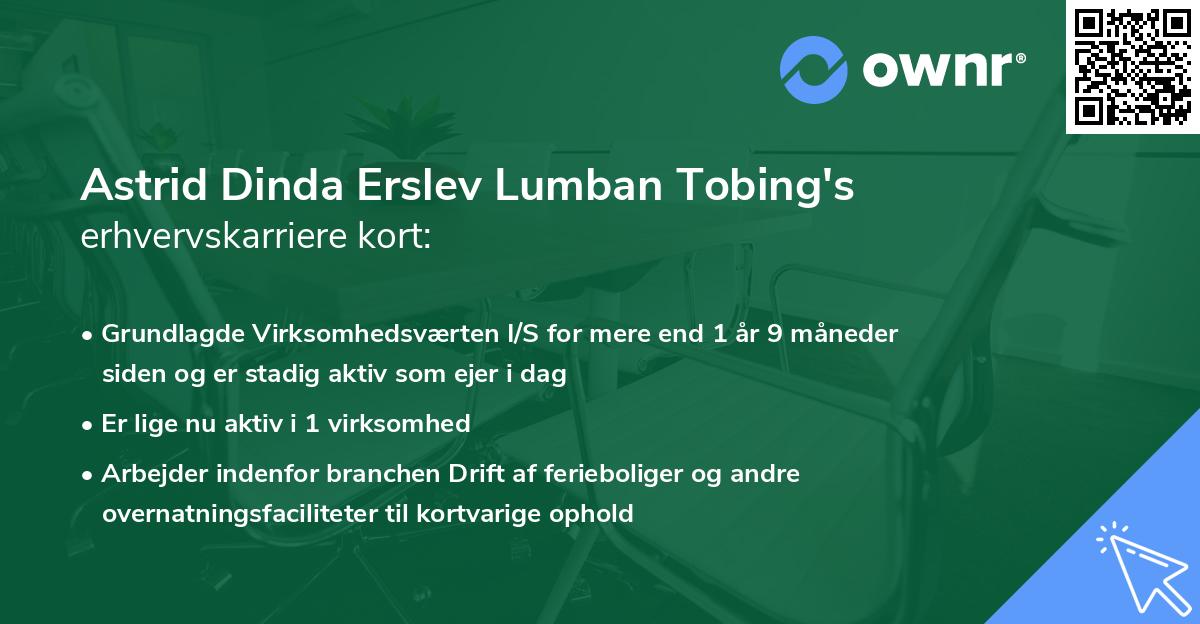 Astrid Dinda Erslev Lumban Tobing's erhvervskarriere kort