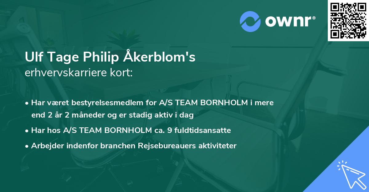Ulf Tage Philip Åkerblom's erhvervskarriere kort