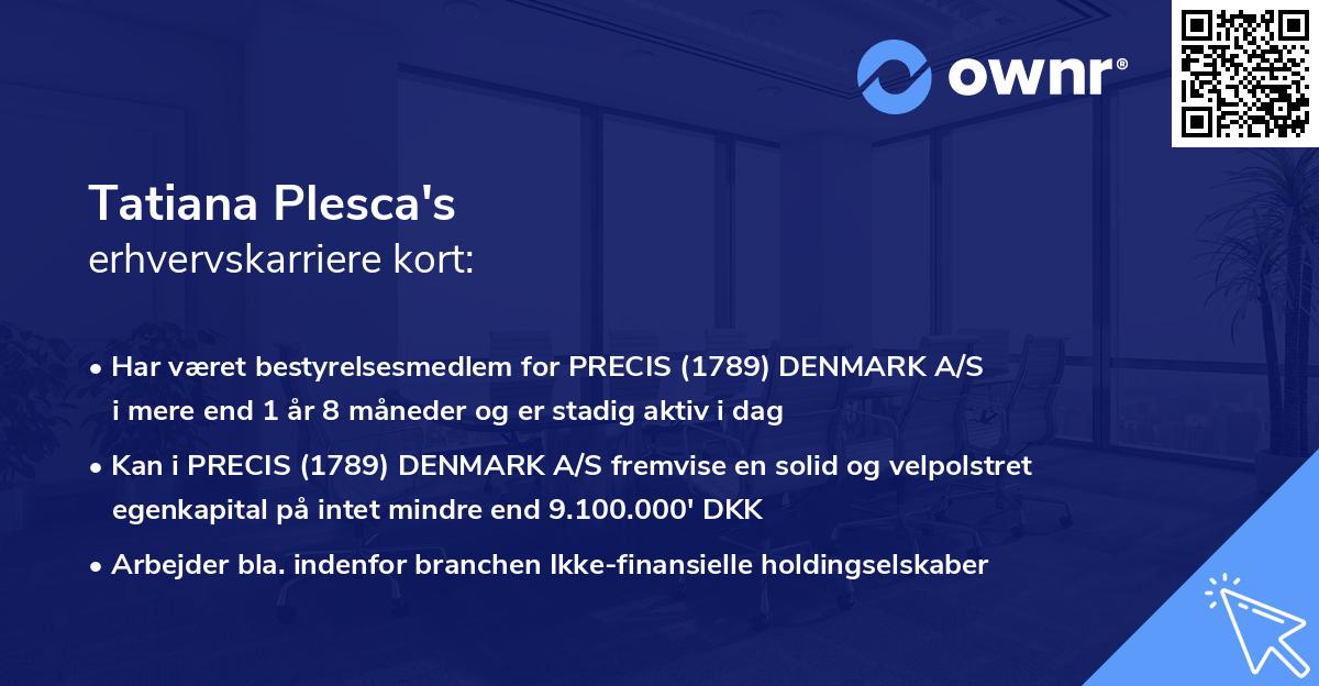 Tatiana Plesca's erhvervskarriere kort