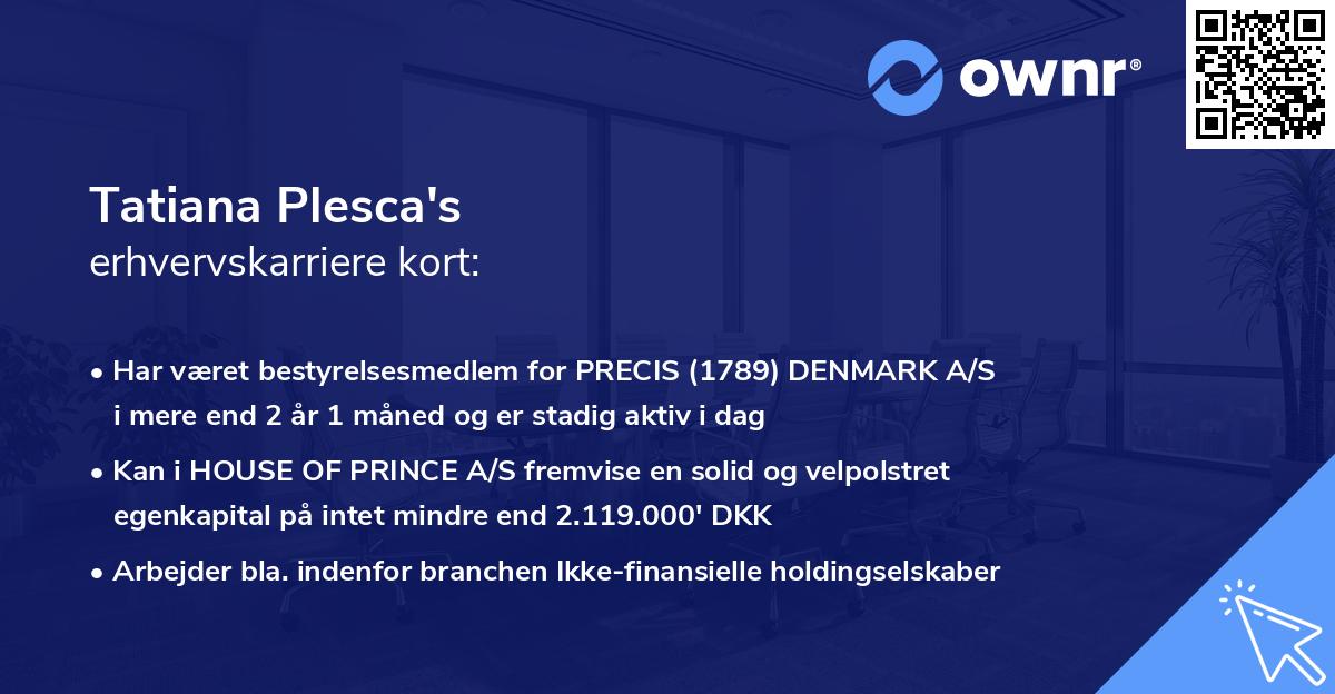 Tatiana Plesca's erhvervskarriere kort