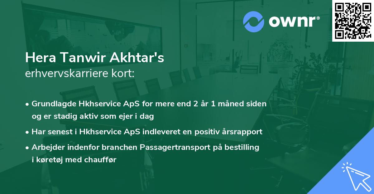 Hera Tanwir Akhtar's erhvervskarriere kort