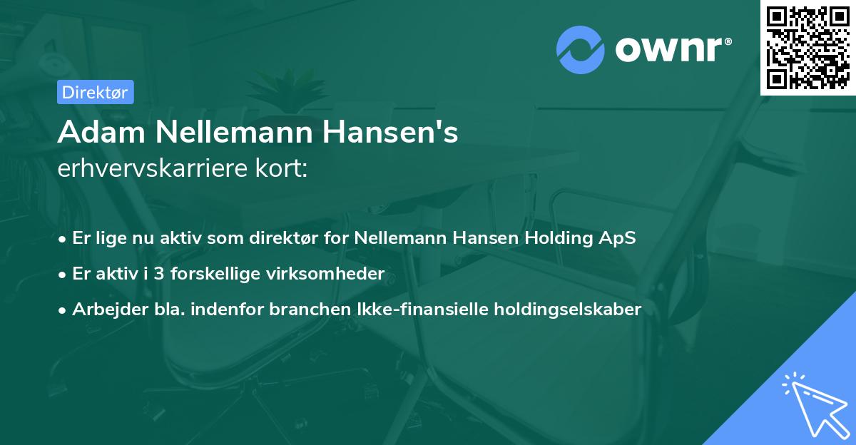 Adam Nellemann Hansen's erhvervskarriere kort