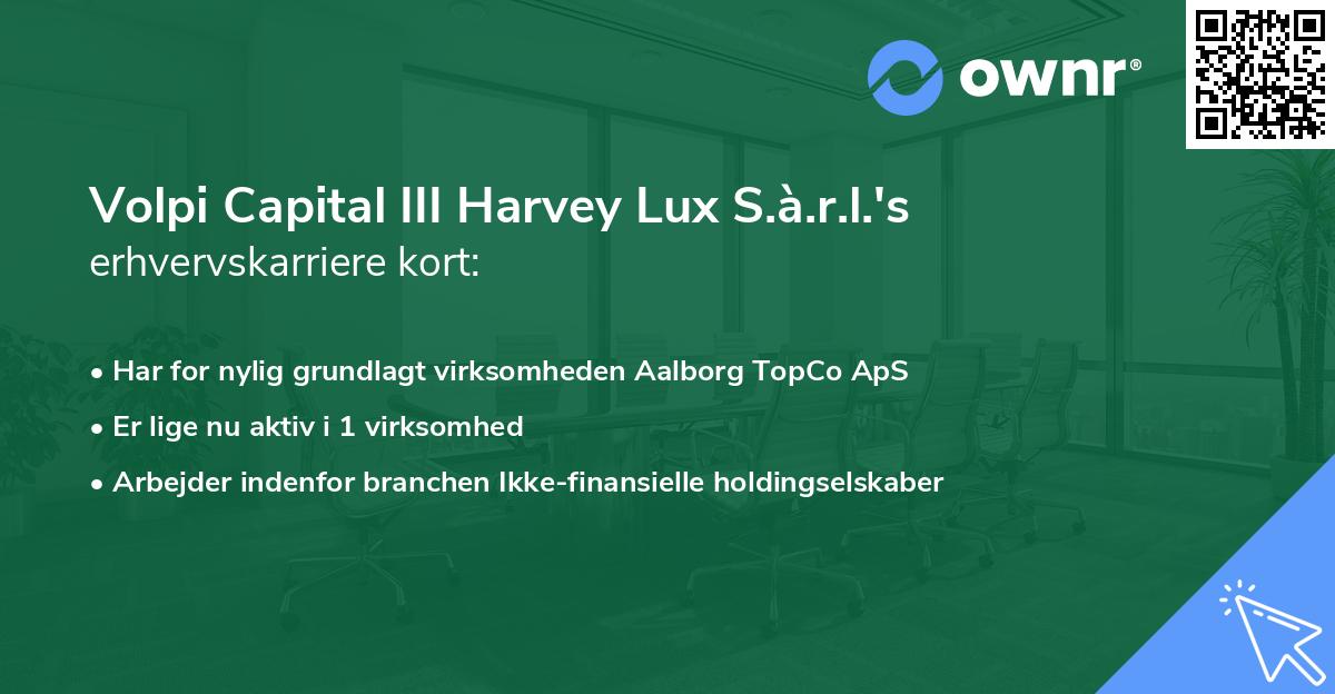 Volpi Capital III Harvey Lux S.à.r.l.'s erhvervskarriere kort