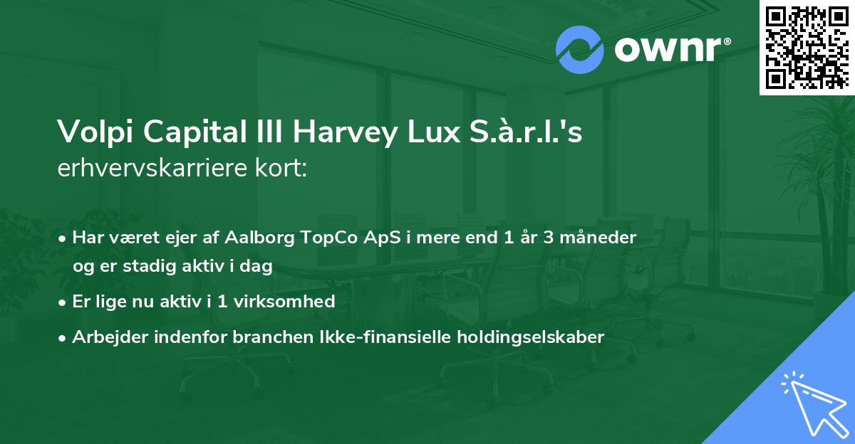 Volpi Capital III Harvey Lux S.à.r.l.'s erhvervskarriere kort