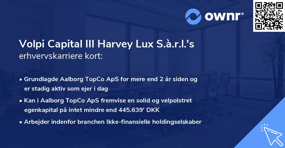Volpi Capital III Harvey Lux S.à.r.l.'s erhvervskarriere kort