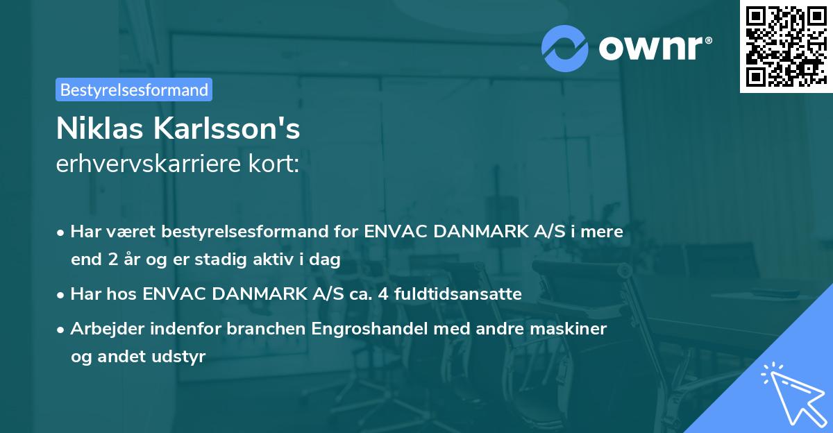 Niklas Karlsson's erhvervskarriere kort