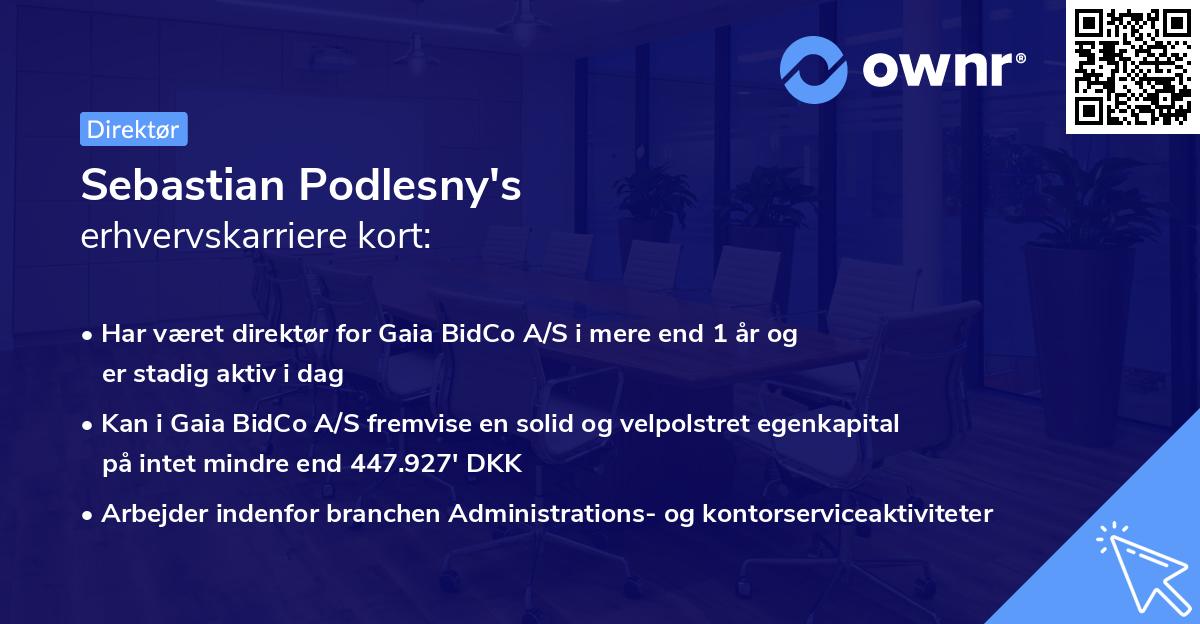 Sebastian Podlesny's erhvervskarriere kort