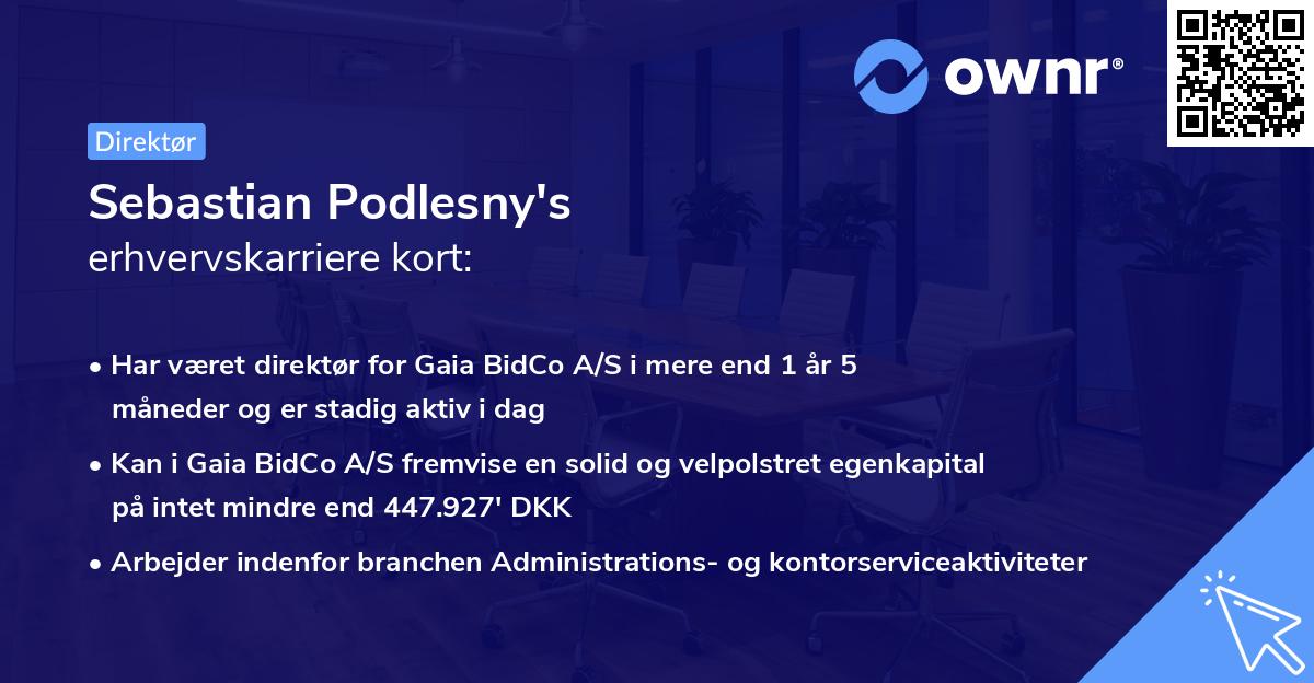 Sebastian Podlesny's erhvervskarriere kort