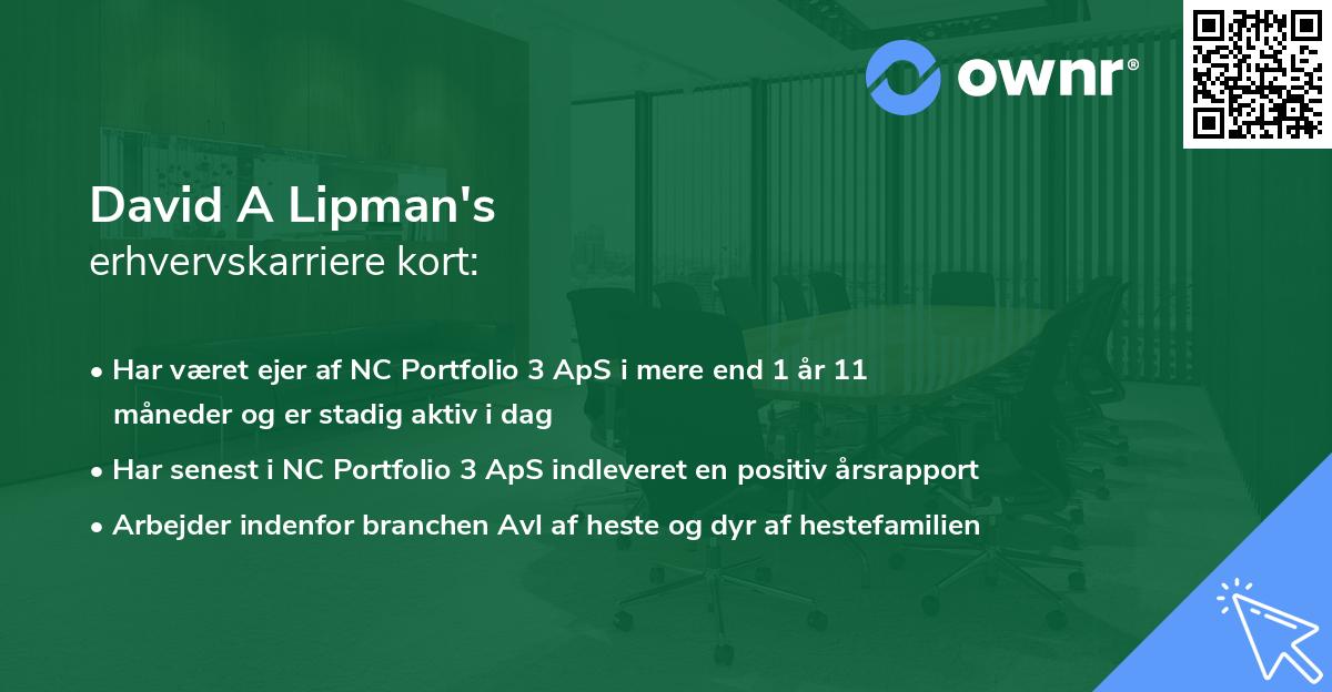 David A Lipman's erhvervskarriere kort