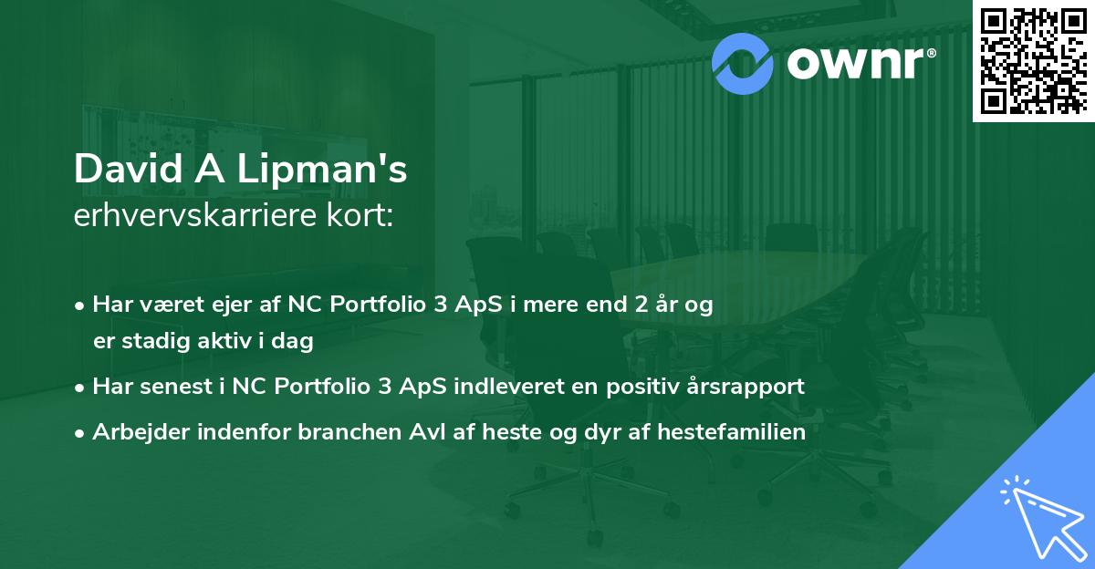 David A Lipman's erhvervskarriere kort