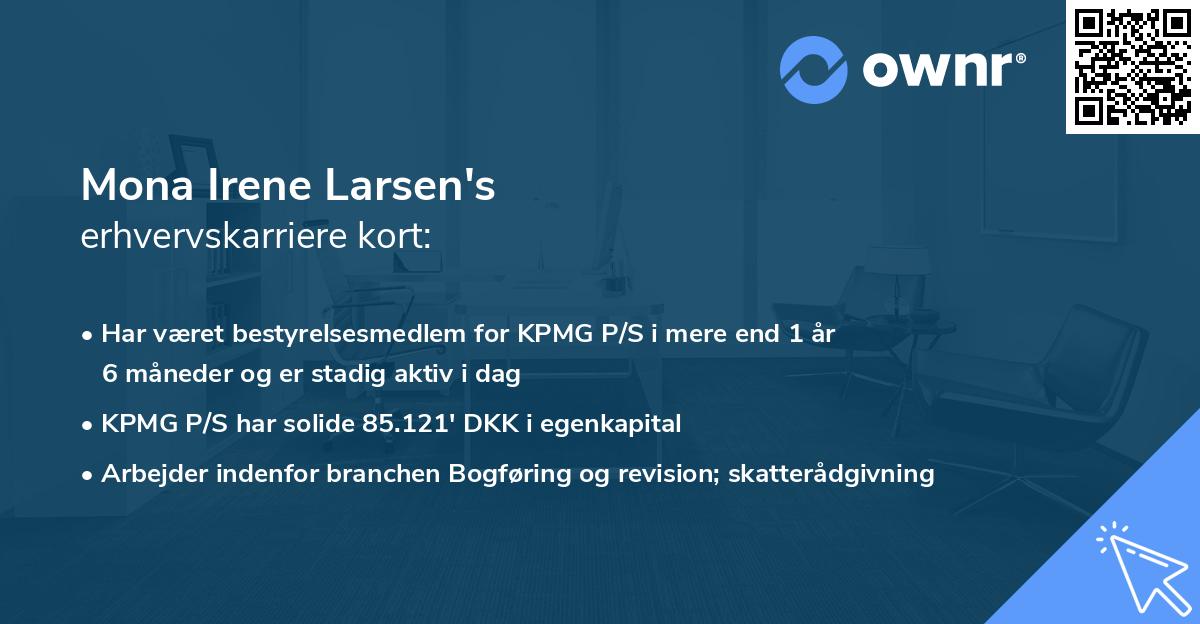 Mona Irene Larsen's erhvervskarriere kort