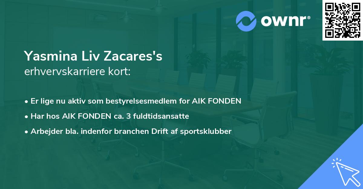 Yasmina Liv Zacares's erhvervskarriere kort