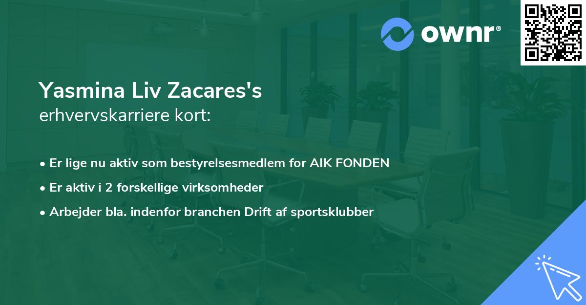 Yasmina Liv Zacares's erhvervskarriere kort