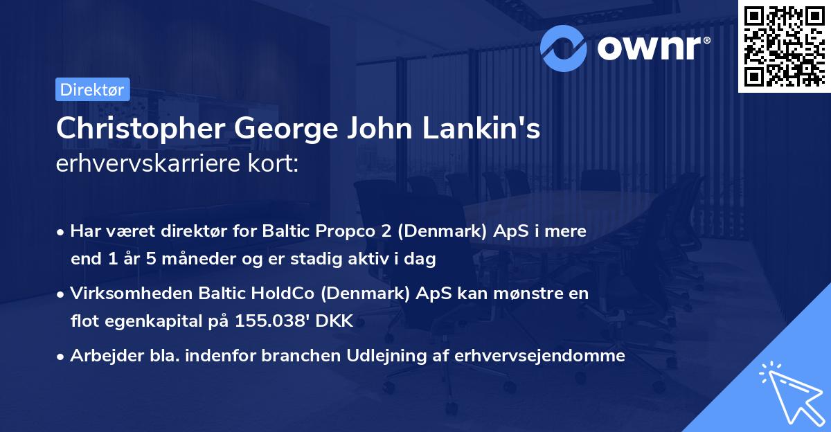 Christopher George John Lankin's erhvervskarriere kort