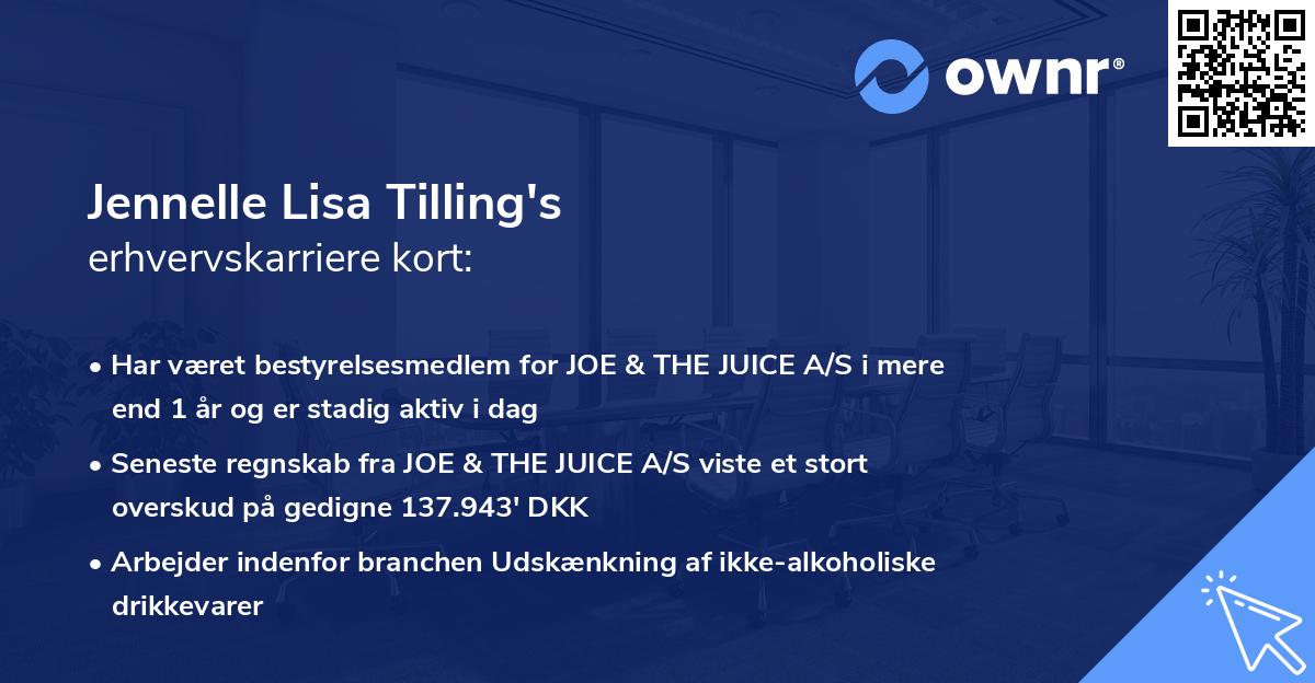 Jennelle Lisa Tilling's erhvervskarriere kort