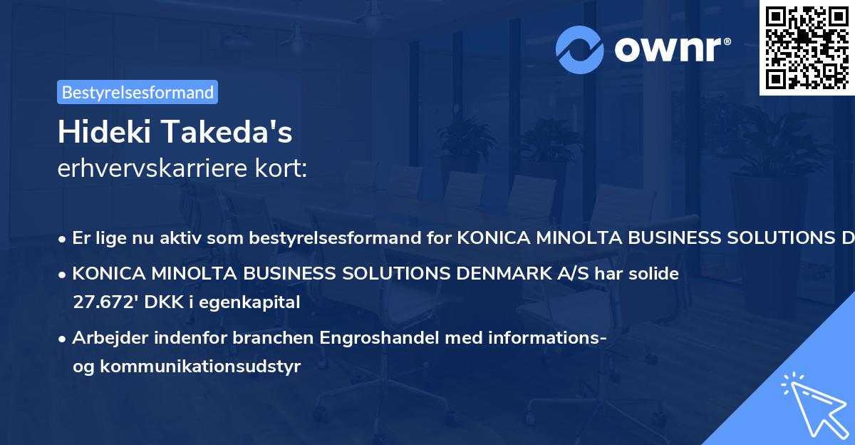 Hideki Takeda's erhvervskarriere kort