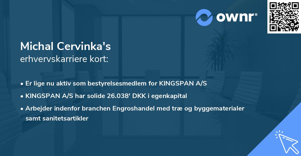 Michal Cervinka's erhvervskarriere kort