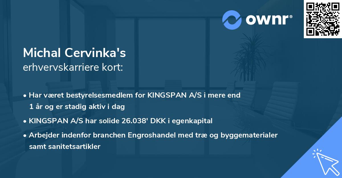 Michal Cervinka's erhvervskarriere kort