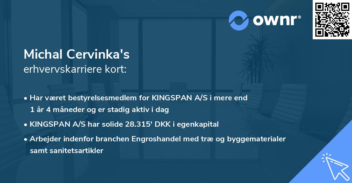 Michal Cervinka's erhvervskarriere kort