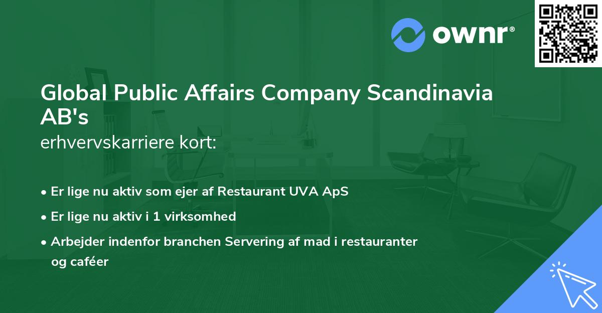Global Public Affairs Company Scandinavia AB's erhvervskarriere kort