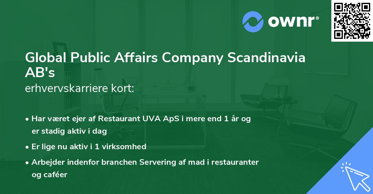 Global Public Affairs Company Scandinavia AB's erhvervskarriere kort