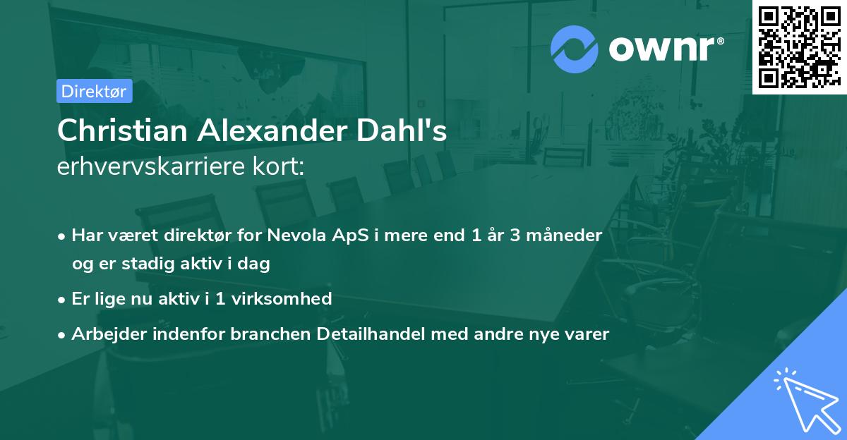 Christian Alexander Dahl's erhvervskarriere kort