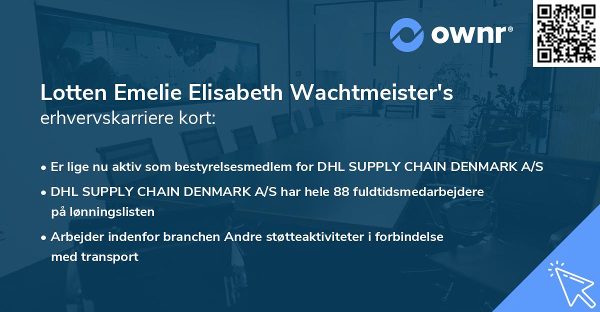 Lotten Emelie Elisabeth Wachtmeister's erhvervskarriere kort