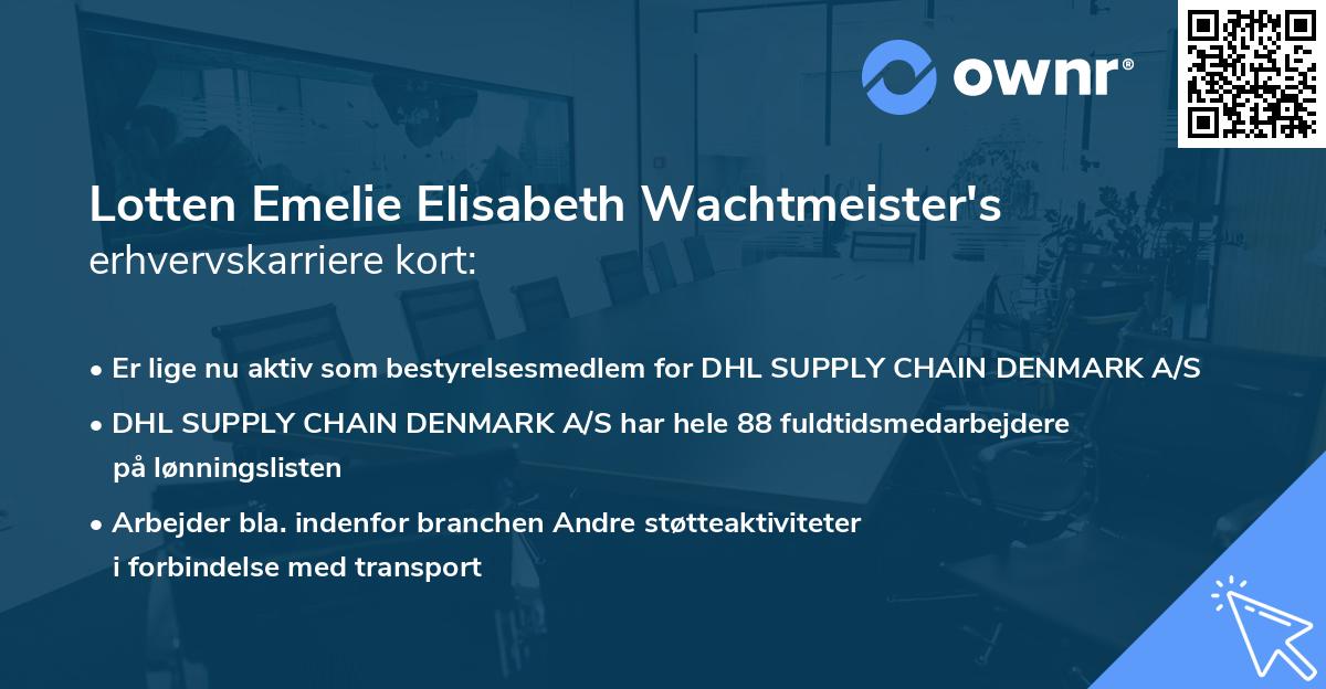 Lotten Emelie Elisabeth Wachtmeister's erhvervskarriere kort