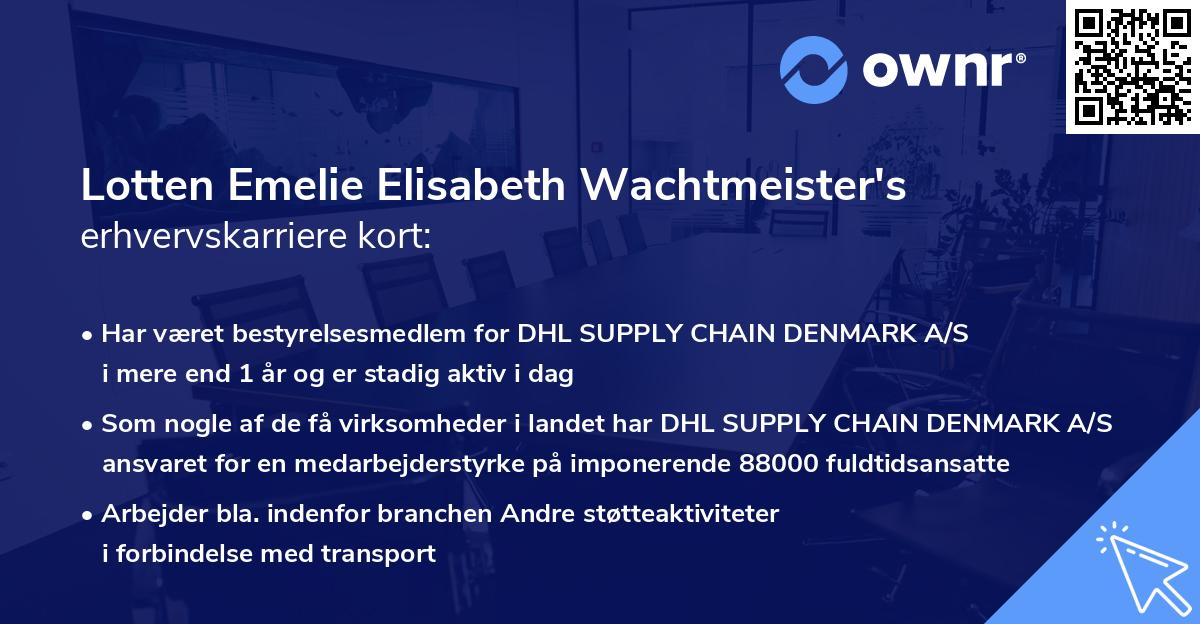Lotten Emelie Elisabeth Wachtmeister's erhvervskarriere kort
