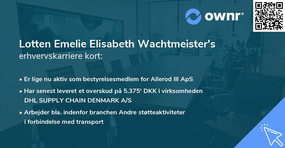 Lotten Emelie Elisabeth Wachtmeister's erhvervskarriere kort