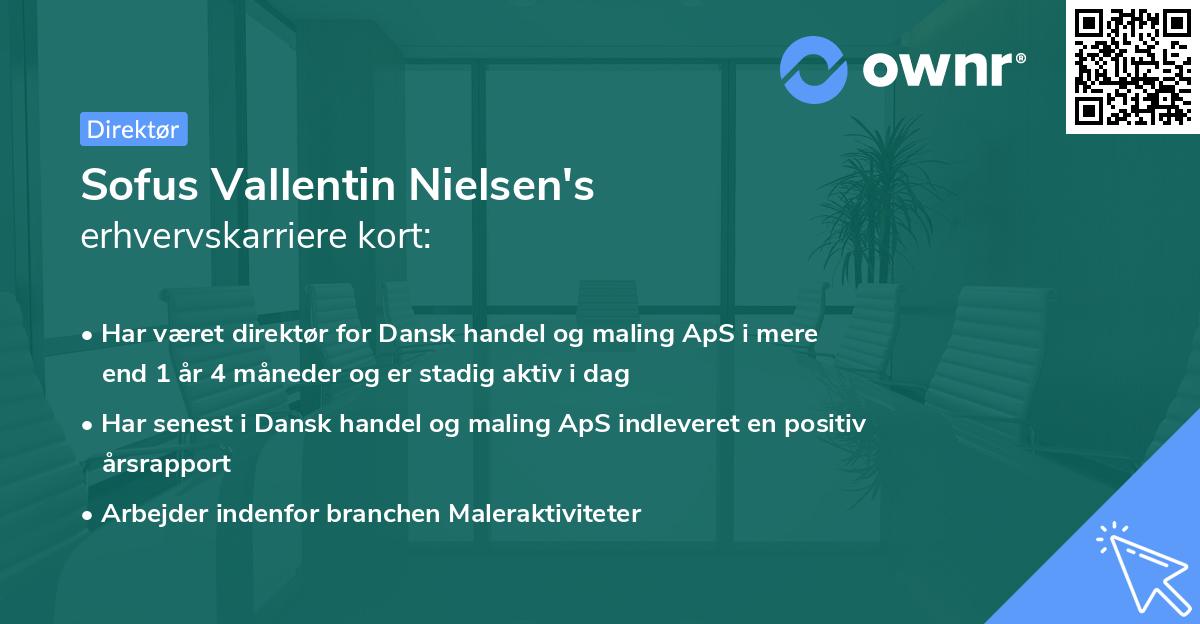 Sofus Vallentin Nielsen's erhvervskarriere kort