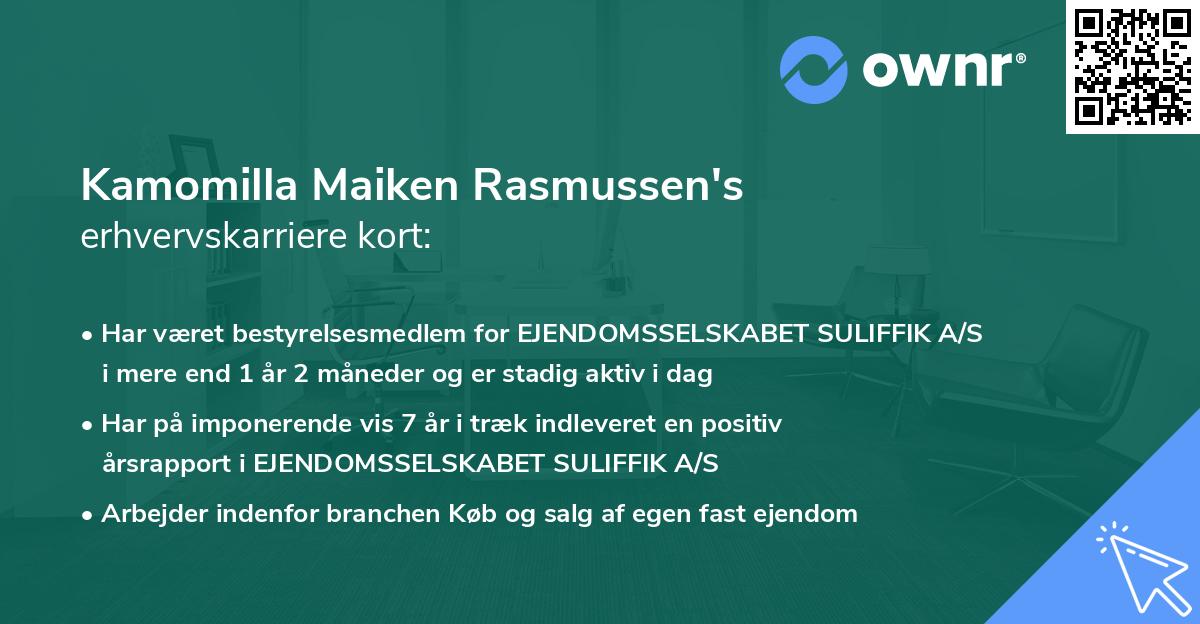 Kamomilla Maiken Rasmussen's erhvervskarriere kort
