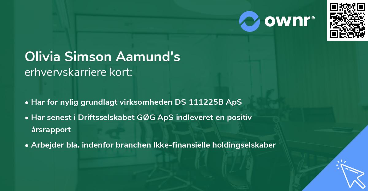 Olivia Simson Aamund's erhvervskarriere kort