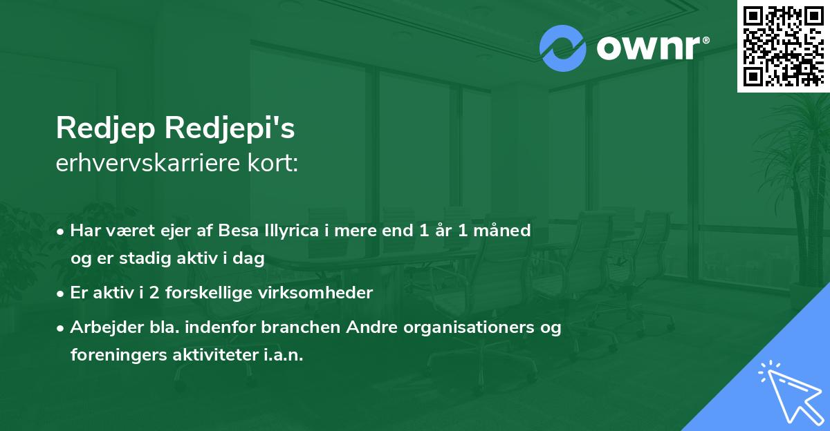 Redjep Redjepi's erhvervskarriere kort