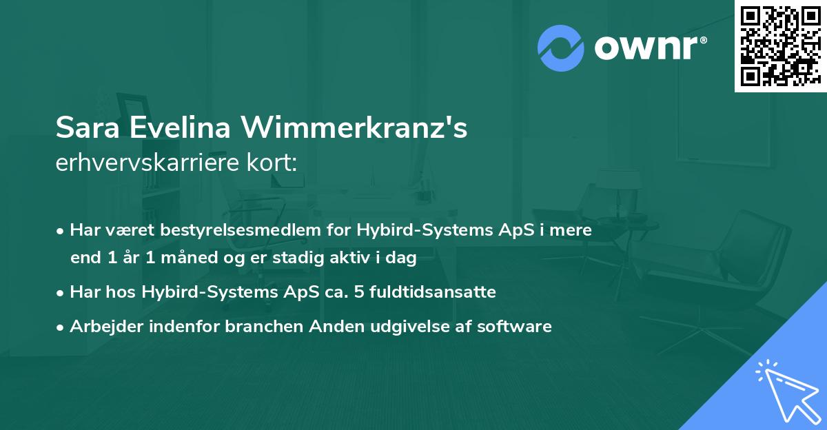 Sara Evelina Wimmerkranz's erhvervskarriere kort