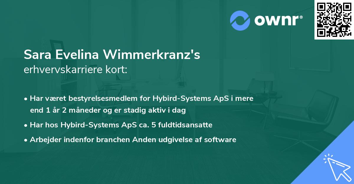 Sara Evelina Wimmerkranz's erhvervskarriere kort