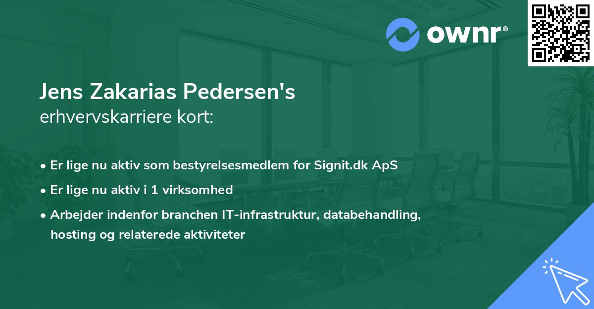 Jens Zakarias Pedersen's erhvervskarriere kort