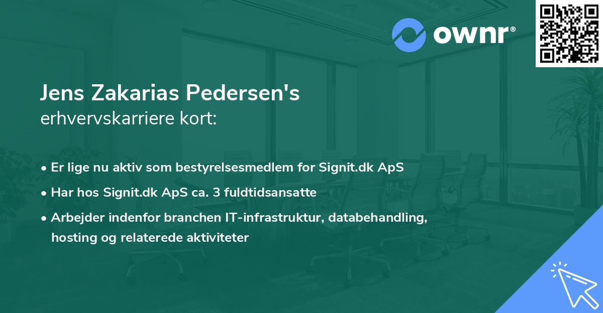 Jens Zakarias Pedersen's erhvervskarriere kort