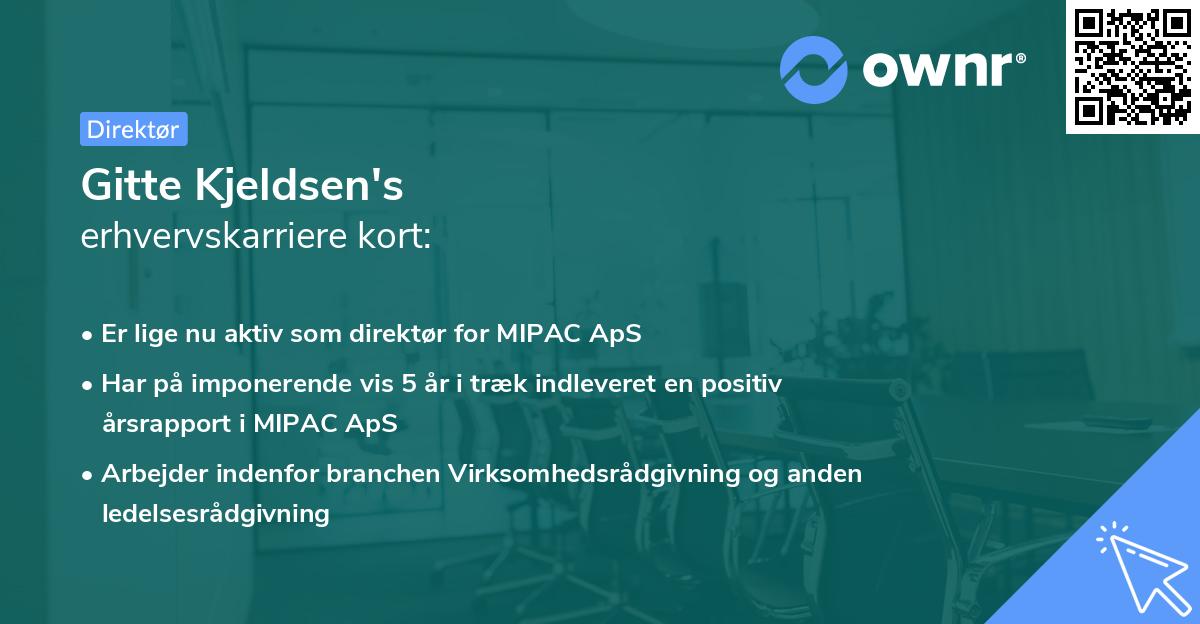Gitte Kjeldsen's erhvervskarriere kort
